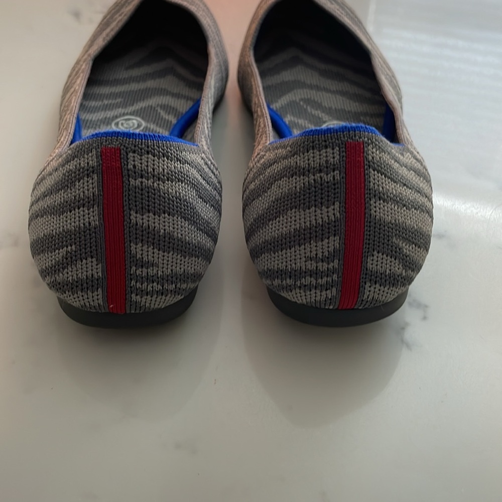 Rothy’s Pointed Toe Flat - Grey Zebra With Blue A… - image 4
